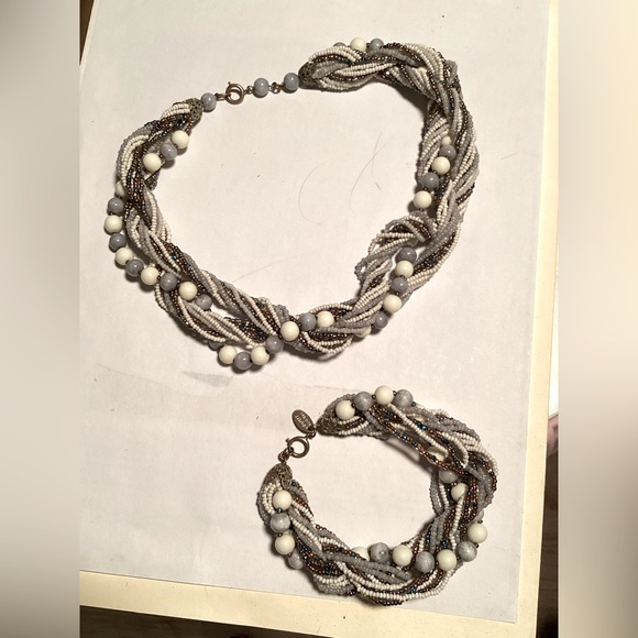 Vintage Haskell multi strand glass bead & seed bead necklace & bracelet demi set - Picture 14 of 15